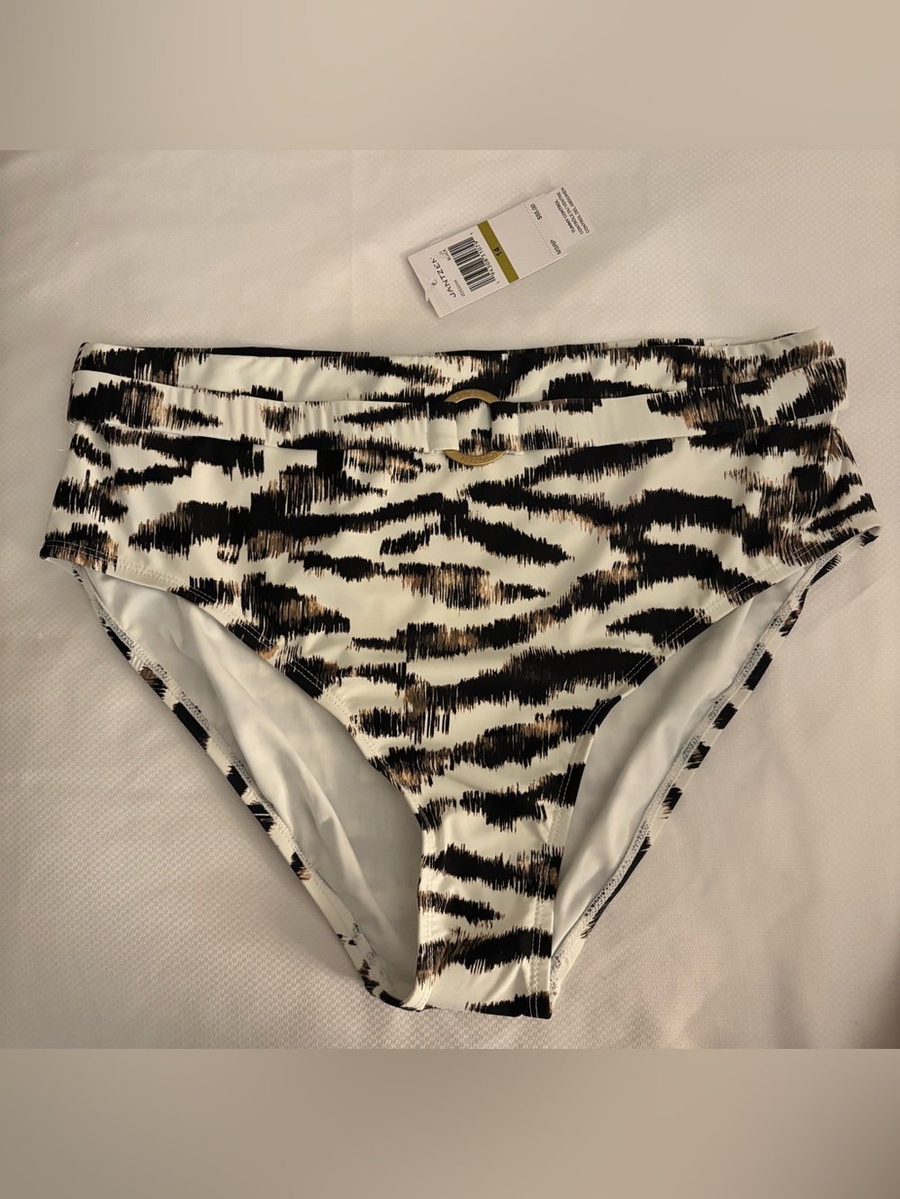 Jantzen Belted Bikini Swim Bottoms Animal Print Tummy Control
